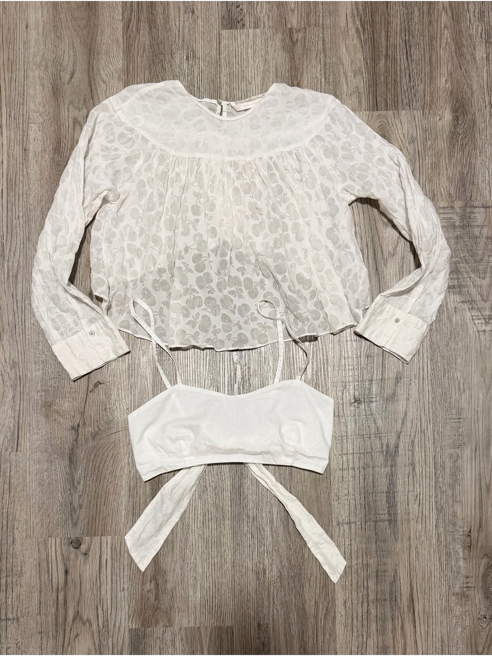 NWOT Zara White Top with Matching White Crop Bralette